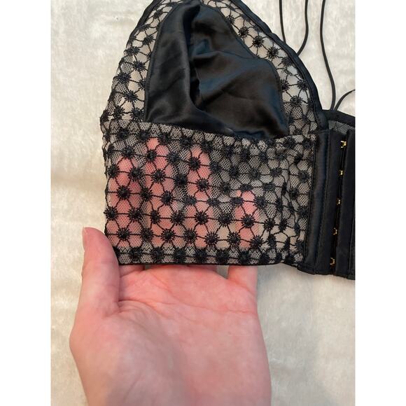 VICTORIA'S SECRET Luxe Starburst Long Line Triangle Bralette Bra M Medium Black - Picture 5 of 14